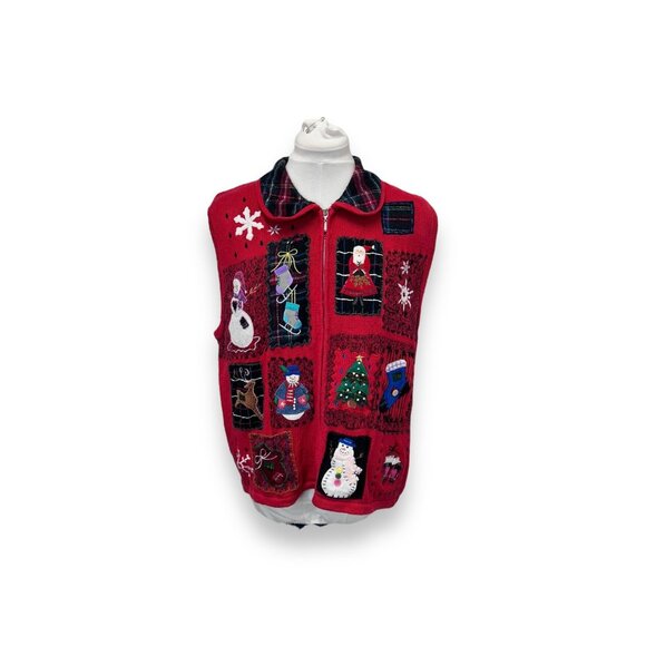Designers Originals Studio VTG 90 Ugly Christmas Sweater Vest Festive Holiday XL - Picture 4 of 10